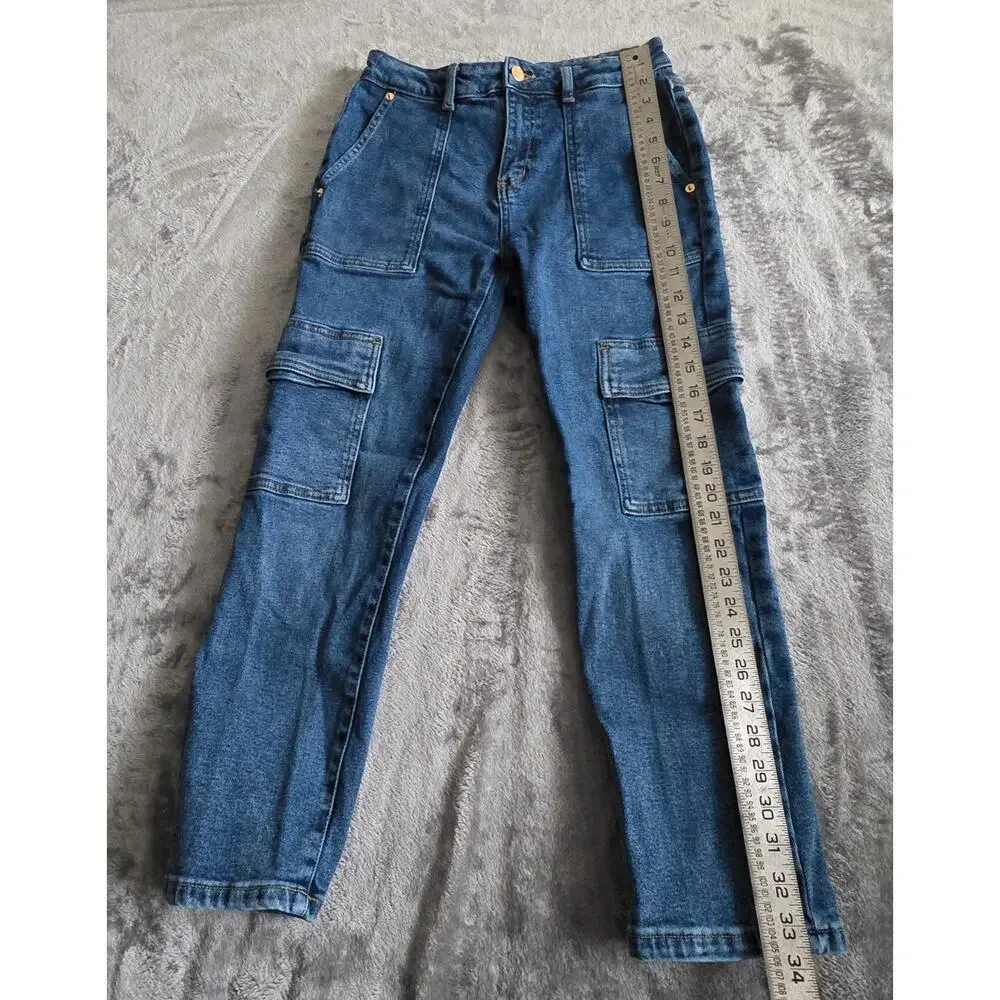 Michael Kors Cargo Skinny Jeans Women's Size 4P Blue Stretch Denim